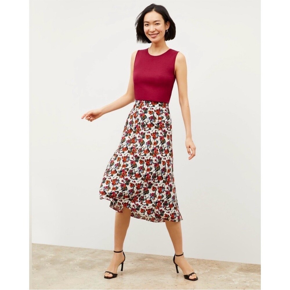 M.M.LaFleur Orchard Silk Skirt Quiet Luxury Cottagecore Garden Print, 2